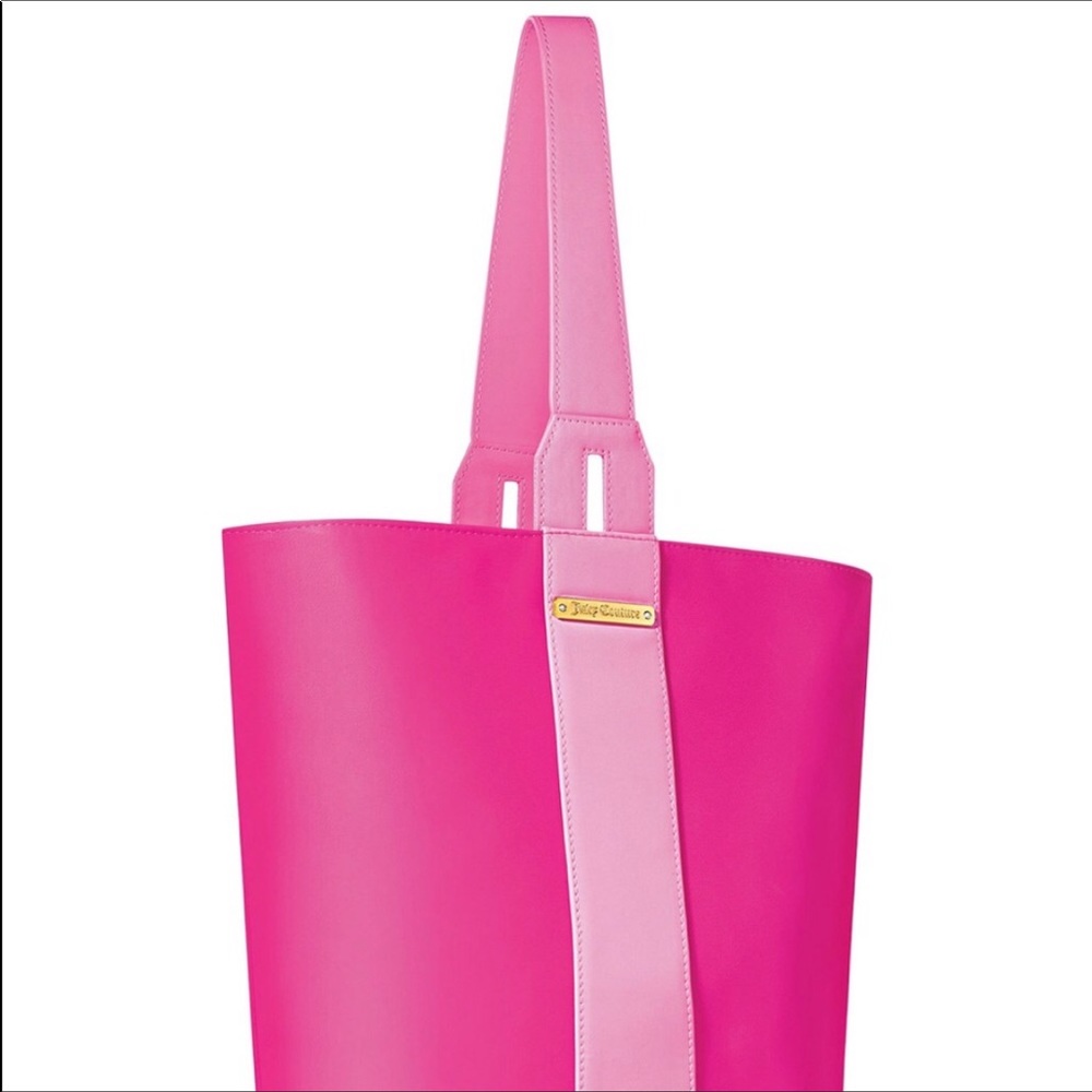 Juicy Couture Y2K Hot Pink Striped Bucket Tote Bag